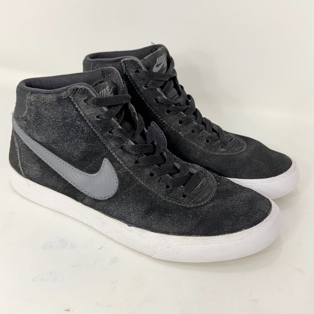 Nike SB Bruin High Black Dark Grey White Suede Skate Shoes 923112-001 Womens 7.5